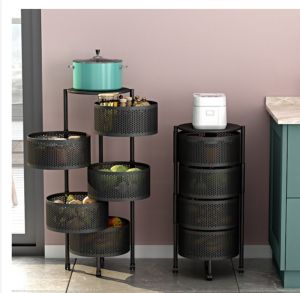 Multi-Purpose Storage Rack & Circular Rotation Storage Shelf for Vegetables & Fruits