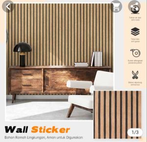 Wallpaper Dinding Motif Serat Kayu Panel Salur Elegant Ukuran 3.5mmeter X 45cm