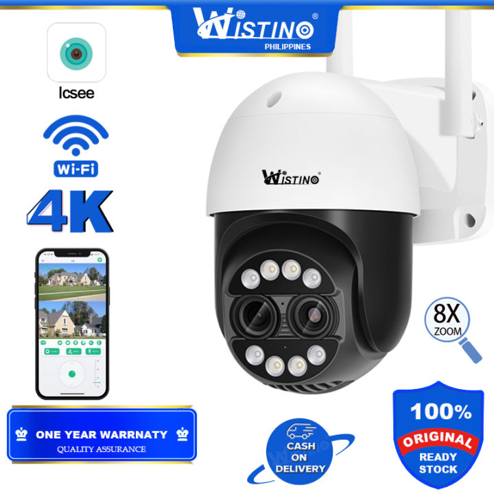 Wistino 8MP Outdoor 4K 8X Hybrid Zoom 2.8+12mm Dual Lens PTZ ICSEE ...