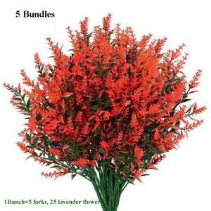 MUNCHX 5 Bundles 36cm Artificial Lavender Flowers 5 Heads 7 Colors Outdoors Garden Lavender Flowers Outdoor Plants Wedding Decor