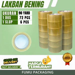 Lakban Bening Selotip Clear Tape / Lakban Coklat 90yard Lem Kuat Grosir