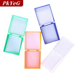 [COD] PkYeG กล้องจุลทรรศน์พลาสติก4สีกล่องสไลด์แก้ว25ชิ้นที่เก็บของชิ้นทางชีวภาพสำหรับเตรียมสไลด์กล้องจุลทรรศน์