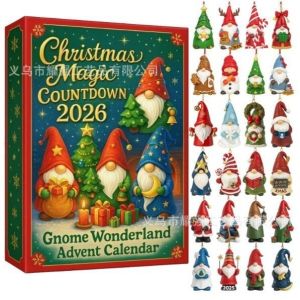 [COD] New 2026 Christmas Magic Gnome Wonderland Advent Holiday Blind Acrylic Christmas Tree Decoration Flat Pendant