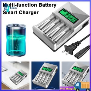 [ VKTECH ] Universal 4 Slot Battery Charger LCD Display for AA AAA NIMH NI-CD Batteries Fast Charging for Camera and Portable Devices