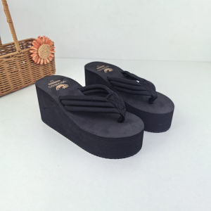 [Free Shipping] Thick-soled wedge flip-flops for women summer non-slip height-increasing shoes vacation sandals fashionable beach shoes for outdoor wear