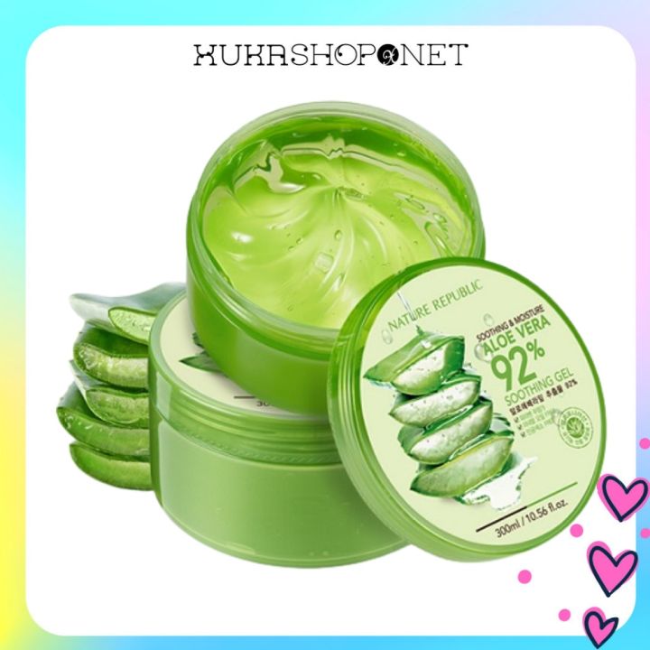 [Chính hãng] Gel lô hội Nature Republic Soothing & Moisture Aloe Vera 92% - Gel dưỡng nha đam đa năng ( 300ml)