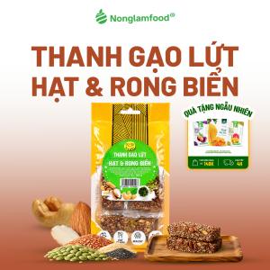 (THUẦN CHAY) Thanh Gạo Lứt Hạt Và Rong Biển NONGLAMFOOD Giòn Thơm Đậm Vị Thanh Gạo Lứt Hạt Dinh Dưỡng Đồ Ăn Vặt Túi 120g (7 Thanh)