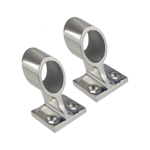 2ชิ้นสแตนเลส22มมวงเล็บ Stanchion End/ศูนย์/ด้านหน้าที่จับอุปกรณ์ยึดติดอุปกรณ์สำหรับเดินเรือติดตั้งง่าย