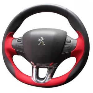 Kaly For Peugeot 308 2008 207 307 408 508 2016-2022 Car accessories Hand Stitched suede Genuine Leather Car Steering Wheel Cover H8M4T