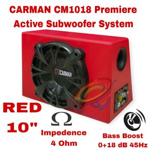 Basbox Basstube Mobil Subwoofer Aktif CARMAN CM1018 Premium Red