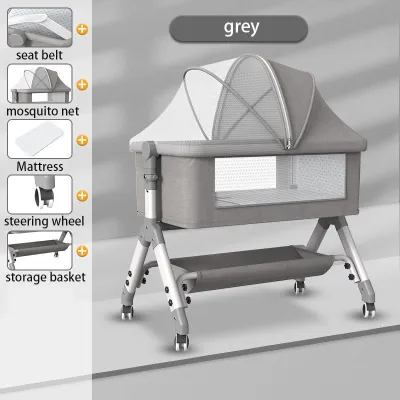 Baby Cot Portable Bed Playpen Travel Cot Stitching Large Bed Side Door Katil Bayi Foldable Cradle 6 levels of adjustment