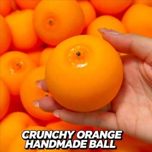 PLLEWY Crunchy Sound Squeezable Stress Ball Simulated Orange Moldable Shape Fidget Toys Portable Round Blocks Stress Relief Toys Stress Relief
