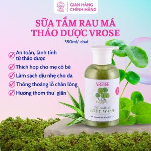 Sữa tắm thảo dược Vrose chiết xuất rau má lô hội diếp cá giúp dưỡng ẩm làm sạch sâu hổ trợ giảm mụn trên da 350ml