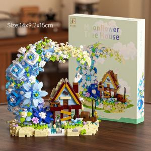 Mini Building Blocks Moon Tree House 3D Model Ornamenots Assembled Toys Blocks toys for girls gift