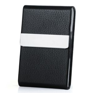 Business Card Holder Case PU Leather Business Name Card Case Slim Metal Pocket Card Holder Black Metal Card Holder