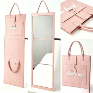 ENDURANCEW Multifunctional Foldable Full-Length Mirror Can Be Flat Can Be Stand Thoughtful Protection Portable Folding Full-Length Mirror Durable Wall Mount Makeup Mirror Dormitory