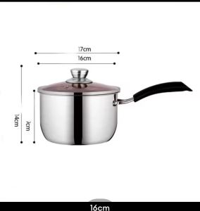หม้อสแตนเลสหม้อต้มนมสด หม้อมีหูหิ้ว พร้อมฝา มีด้ามกันความร้อน 16/18cm หม้อต้มนม หม้อโจ๊ก กระทะเหล็ก หม้อต้มมาม่า หม้อด้ามจับพร้อมฝา ใช้ได้ทุกเตา