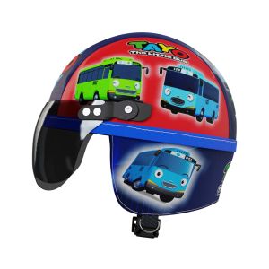 Helm Chip Retro Anak Usia 1 2 3 4 Tahun Motif Tayo Biru Merah Lucu Imut