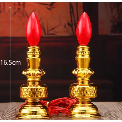Lampu Lilin Listrik Nanas Naga Yuanbao Lampu Lilin Listrik Dua Naga Phoenix Emas Merah Segi Bulat