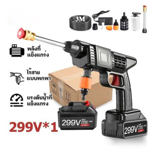 DECKER 998vf ปืนฉีดน้ำแรงดันสูงล้างรถ แบตเตอรี่สองก้อน กล่องพลาสติก แบตเตอรี่ลิเธียม ความดันสูง