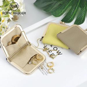 Royal Bagger Genuine Leather Mini Jewelry Box Ring & Necklace Storage Slim Coin Purse with Kiss Lock for Women 3120