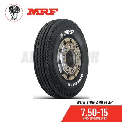MRF Tire 7.50-15 14PR Rib Supermiler (Made in India) w/ Free Interior Tube and Flap 750x15 truck tires TT B2