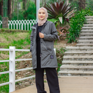 Hijacket Ixora - Jacket Wanita Anti air dan angin 75% | Mantel Musim Dingin kekinian Korean Style | jaket Hijabers Panjang