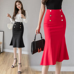 Chân váy đuôi cá midi dáng dài ôm body khóa kéo xẻ sau chất gold nhập co giãn Vannhshop CV0087