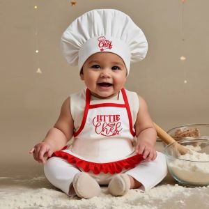 GOFIDIN 2Pcs Embroidered Newborn Photography Clothes Newborn Photography Props Cosplay Baby Photoshoot Accessories Suitable For Taking Pictures Little Chefs Clothes Girls Boys