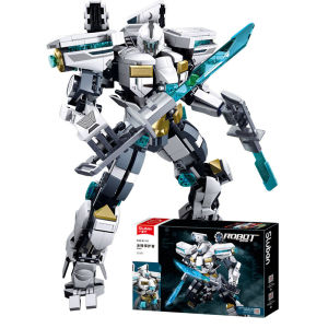 Sluban 561pcs White Guardian Robot Warrior Building Blocks Toys Mech Assembling Educational Toys Christmas Gifts For Kids Halloween/Thanksgiving Day/Christmas Gift