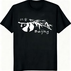 [Local Stock] VCC Chinese Characters Beijing Kawaii Panda Bamboo T-Shirt Crew Neck Short Sleeve Tshirt Casual Fashion Breathe Comfort Summer Tees