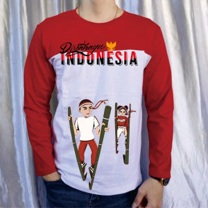 KAOS KATUN PREMIUM 28S/KAOS MERAH PUTIH KOAS 17 AGUSTUS 45/HUT 80/TANGAN PANJANG /JLN BAMBU TIANG