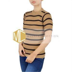 PASTER RAJUT STRIPE / INNER RAJUT WANITA/LENGAN PENDEK/BAHAN RAJUT HALUS DAN LEMBUT