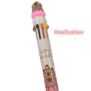 Capy Bara Ten Color Creative Handwritten Ballpoint Pen School Students Supplies Gift 1PC