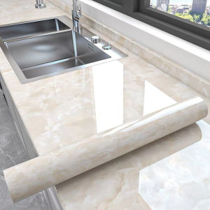 JYHOME 3M*60cm Marble Kitchen Stickers Self-adhesive Waterproof Oil-proof Wallpaper Home DlY Decoration Wall Treatment Thickened Wall Stickers