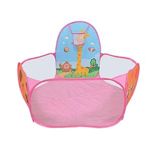 Folding Childrens Ball Pit Tent with Basketball Hoop Portable Playpen for Toddlers Imaginative Play Balls Not Included