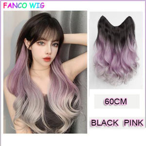 Wig for Woman Hair Extension Human Hair Washable Curly Clips In Hair Long Curly Hair U-shaped Wave Clip In Hair Extension Synthetic Wig Hair Extensions Ombre Purple Hairpieces