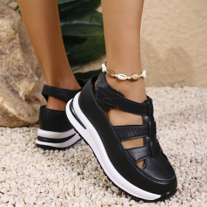 [Free Shipping] WomenS Wedge Sandals Sizes 35-43 2025 Summer New Collection Closed-Toe Design With Velcro Straps And A Hollowed-Out Casual Sporty Style