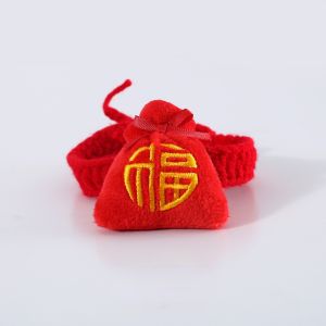 Chinese new year Pet Collar for Cat Hand Knitted Scarf Tie for Small Dogs Hand woven Bib Bowtie Grooming Pet lucky accessories