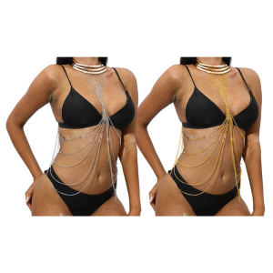 Luxurious Layered Neck Chain Distinguished Body Chain Necklace Artistic Photo Stylish Shoulder Necklace for Lady