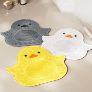 JEHUA Silicone Bathroom Non Slip Pad Duck Shaped with Suction Cups Massage Pad Bathing Accessories Durable Shower Foot Scrubber Mat Foot Rubbing
