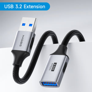 Hagibis สายข้อมูลแบบถักสายพ่วง USB 3.2ตัวผู้เป็น Female10Gbps ชาร์จเร็ว60W สำหรับทีวีแล็ปท็อปแฟลชไดร์ฟเครื่องพิมพ์เมาส์