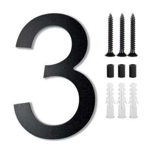 LUMINOU 8inch Alphabet Texture Number Black ABS Hotel Room Number High Quality Solid 3D Suspension House Number Home Outdoor