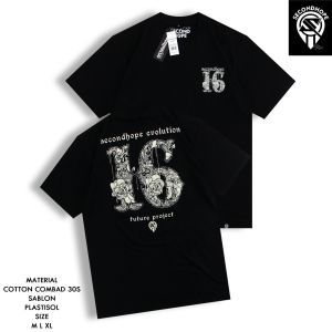 Baju Kaos Distro Pria Secondhope Lengan Pendek Katun Combed 30S Adem Nyaman M L XL SCH Sixteen