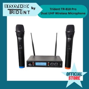 Trident TR818 Pro Dual UHF wireless mic with 20 selectable frequencies 60 meters distance range "AA" batteries