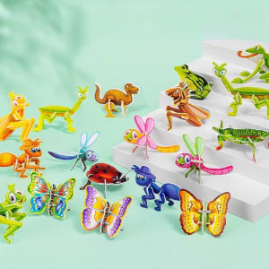 30pcs 3D AnimalJigsaw Puzzles Toys for Kids DIY 3D Paper Insect Puzzle Toys Educational toy Handmade