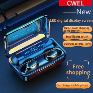 CWEL TWS F9 bluetooth earphone with microphone wireless earphone IP67 waterproof stereo high sound quality for android and IOS