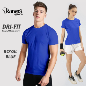 Kanvas Drifit Tshirts for Men & Women Quick-Dry Active Gym Sportswear Mens T-shirts Workout Clothes Plain Royal Blue