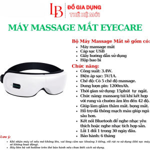 Máy massage mắt túi khí EYECARE mát xa mắt giảm mỏi và quầng thâm thư giãn có Bluetooth Đổi Mới 30 Ngày Đầu