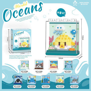 Ocean World Animals Building Blocks Toys Model with Acrylic Box Can be Combined Blcoks Toys for Kids